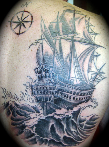 ship tattoo. Pirate Ship Tattoo,