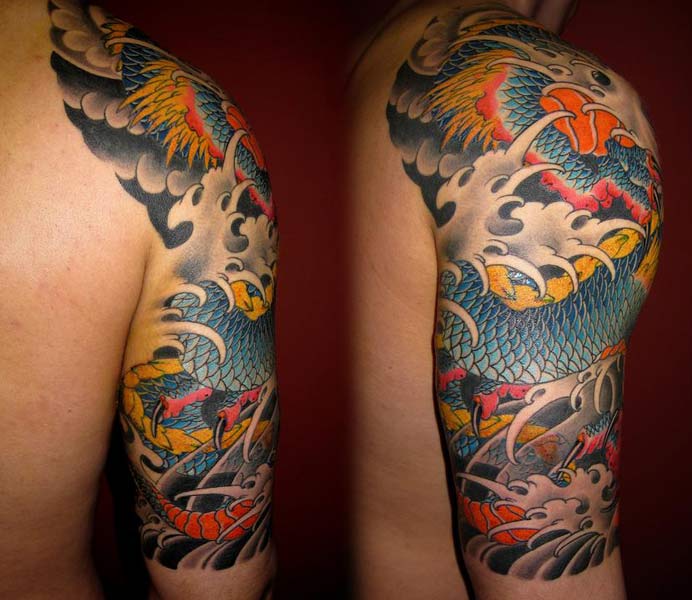 blue dragon tattoo. Koi Tattoo, Dragon Tattoo
